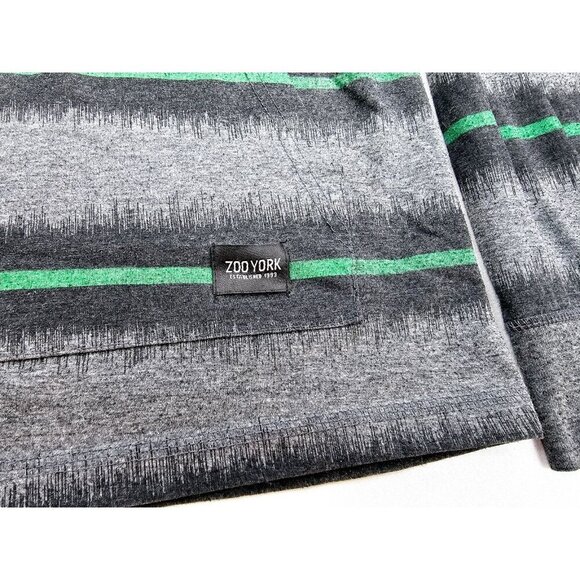 Zoo York Size Medium Mens Gray Black Green Stripe Lightweight Pullover Hoodie - Picture 8 of 11